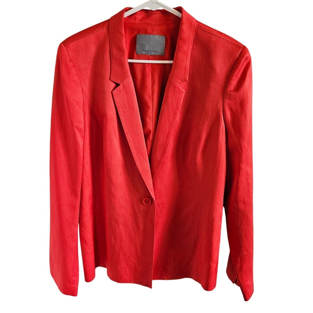 Classiques Entier Coral Linen Blend Single Button Blazer Jacket Womens Size 12